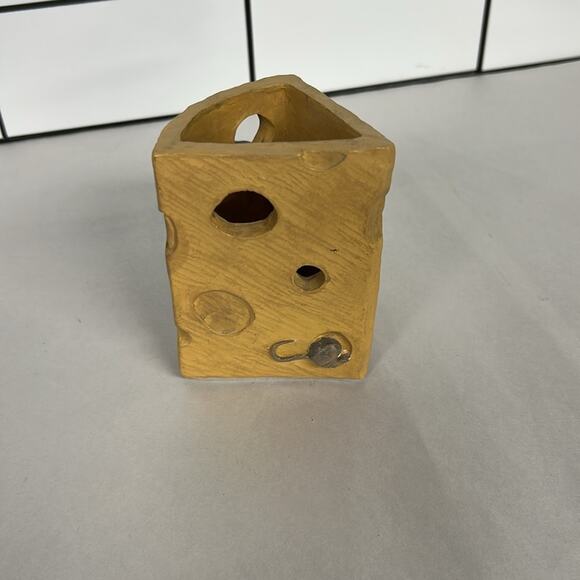 Vintage Figi Brand Tuxedo Cat And Mouse Cheese Pen Holder Vase Votive Holder - Picture 3 of 8